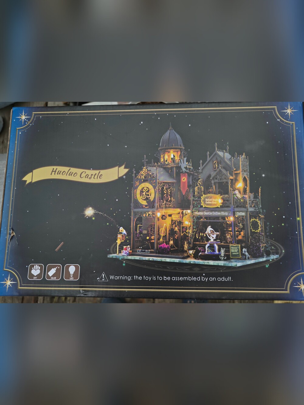 Huoluo Castle DIY Miniature Dollhouse Craft Kit w/ LED Lights